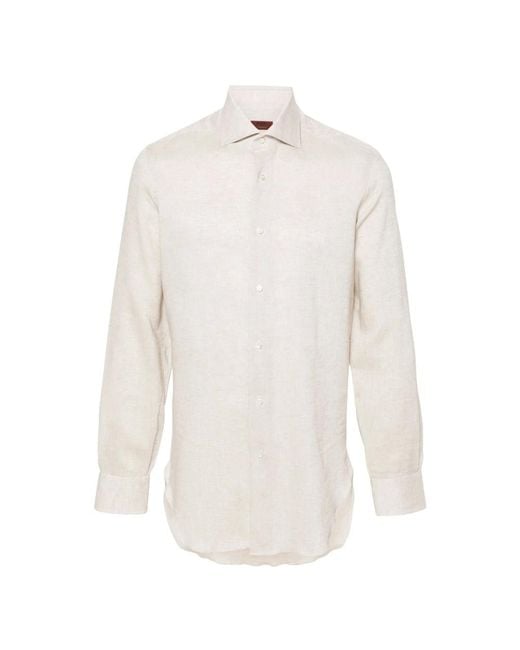 Barba Napoli Leinenhemd made in italy in White für Herren
