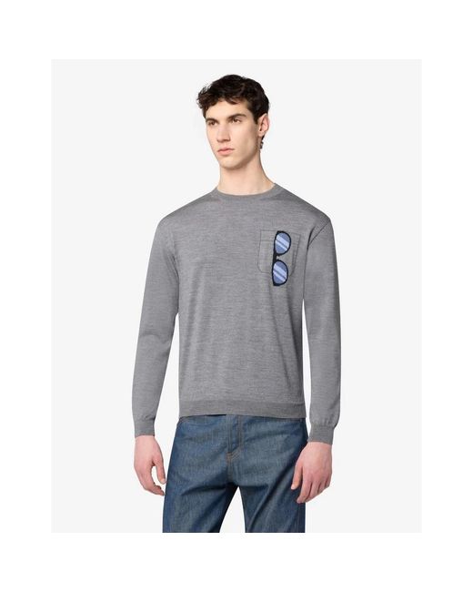 Moschino Gray Round-Neck Knitwear for men
