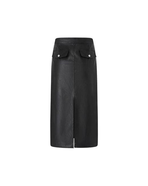 Pinko Black Leather Skirts