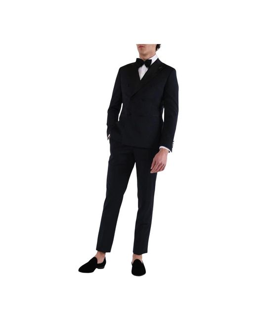 Paoloni Black Double Breasted Suits for men