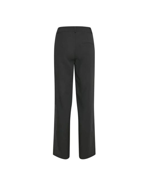 Gestuz Broeken ,Zwart ,Polyester Zwarte Broek Met Rechte Pijpen in het Black
