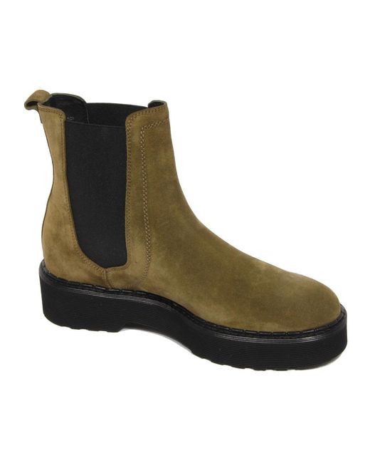 Tod's Green Grüner Wildleder Stiefelette Mit Elastik
