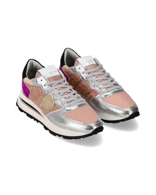 Philippe Model Schoenen ,Veelkleurig ,Suède Sneakers Tropez Haute Running in het Pink