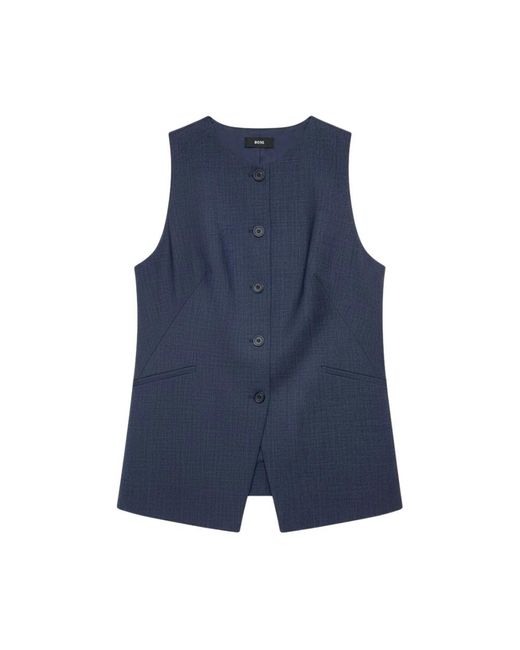 HUGO Jassen ,Blauw ,Wol Wollen Gilet in het Blue
