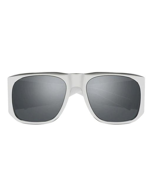 Saint Laurent Gray Quadratische metall-sonnenbrille silber verspiegelt