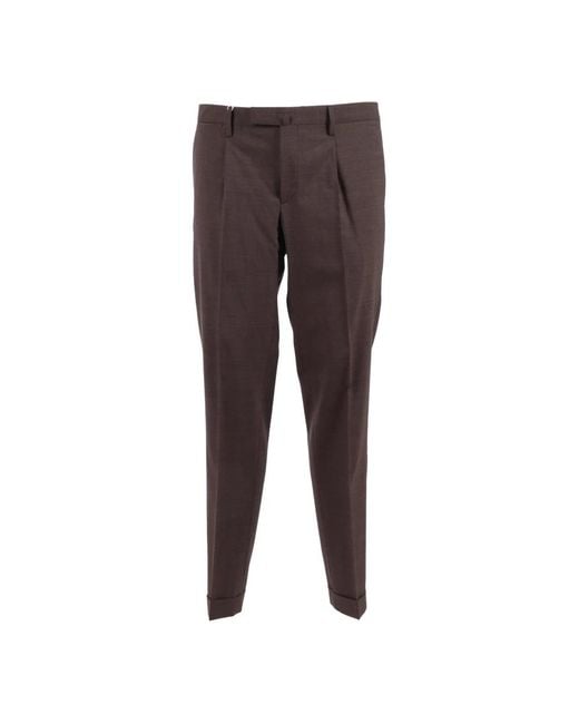 BRIGLIA Brown Slim-Fit Trousers for men