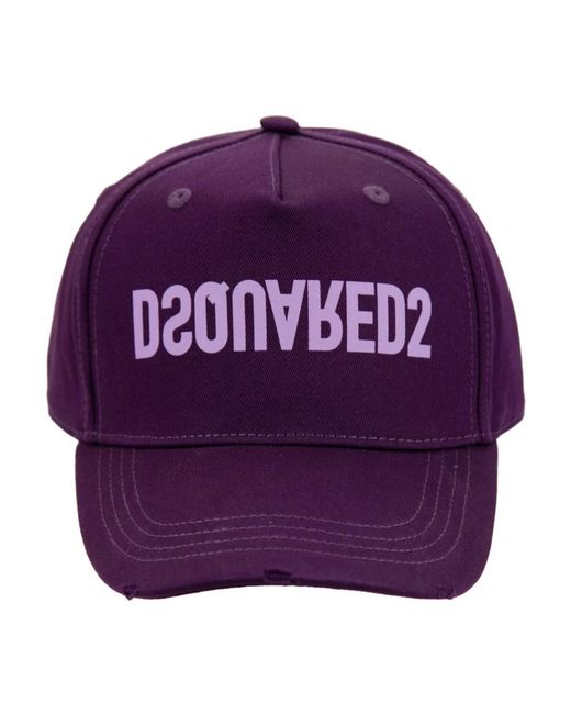 DSquared² Accessoires ,Paars ,Katoen Omgekeerd Logo Katoenen Baseballpet in het Purple