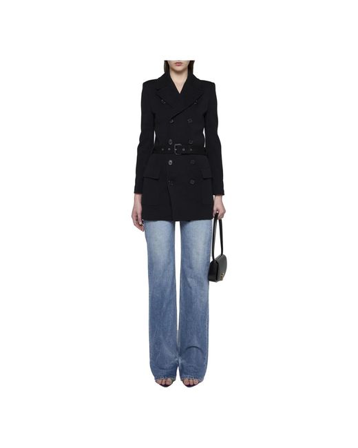 Saint Laurent Double-Breasted Coats in het Black
