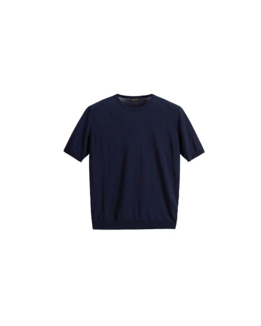 Roberto Collina Blaues Baumwoll-Crew-Neck-T-Shirt in Blue für Herren