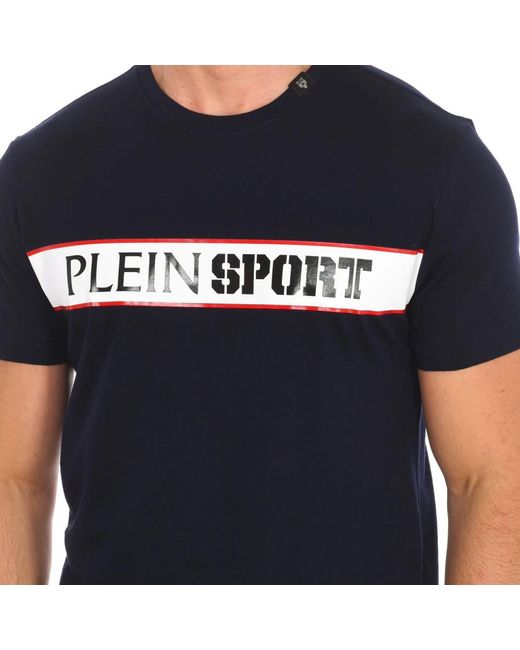 Philipp Plein Fitness ,Blauw ,Katoen T-Shirt Met Korte Mouwen En Merkprint in het Blue voor heren