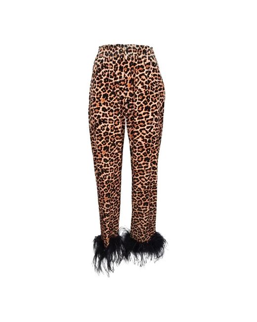 Giulia N Couture Brown Slim-Fit Trousers