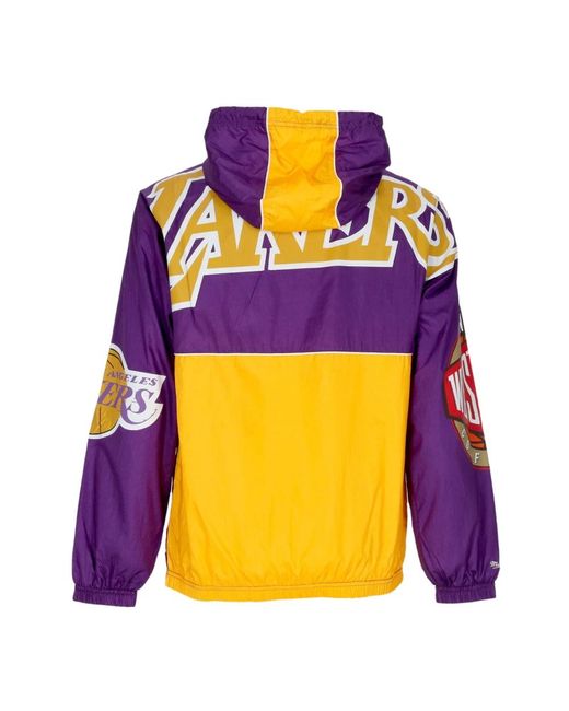 Mitchell & Ness Fitness ,Paars ,Polyester Los Angeles Lakers Windbreaker Anorak in het Purple voor heren