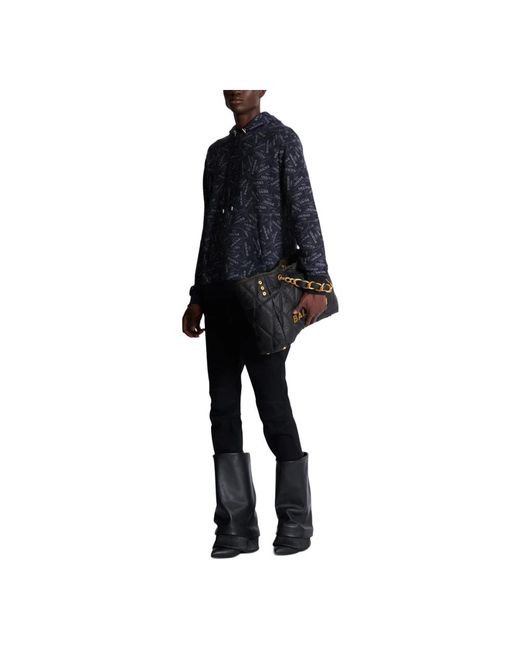 Balmain Hoodies & Sweatvesten ,Zwart ,Katoen Hoodie Met All-Over Label Print in het Blue voor heren