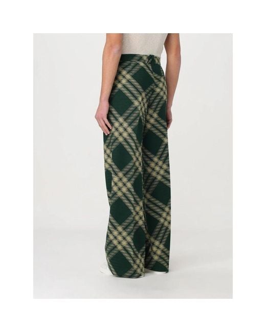 Burberry Grüne Karohose Mit Reißverschlussdetail in Green für Herren
