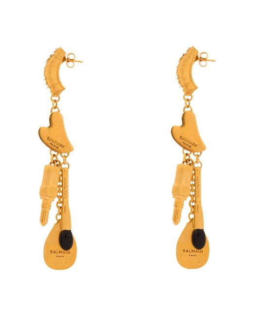 Earrings Balmain de color Metallic