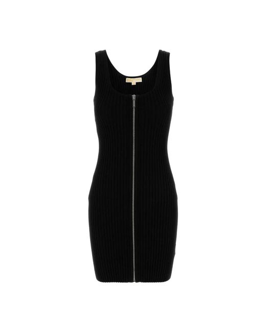 Michael Kors Kleedjes ,Zwart ,Zwarte Stretch Viscose Jurk in het Black