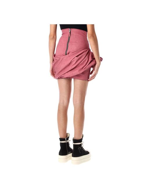 Rick Owens Pink High waist draped mini skirt