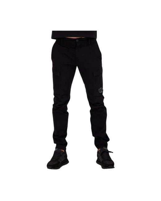 C P Company Black Straight Trousers for men