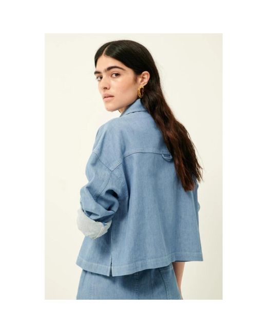 Sessun Jassen ,Blauw ,Katoen Notteri Overshirt in het Blue