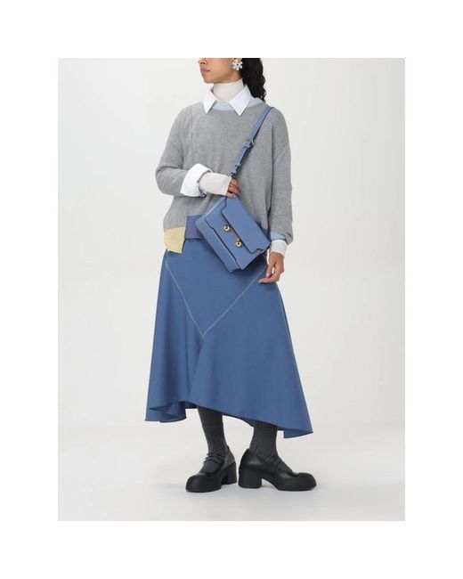 Marni Blue Leder-Schultertasche Mit Einzigartigen Details