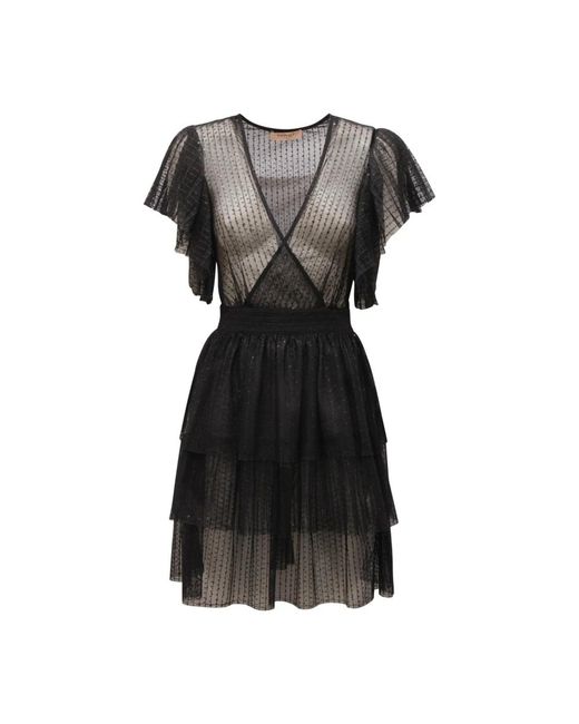 Twinset Black Tüllkleid Mit Pailletten, Stil 221Tt2051