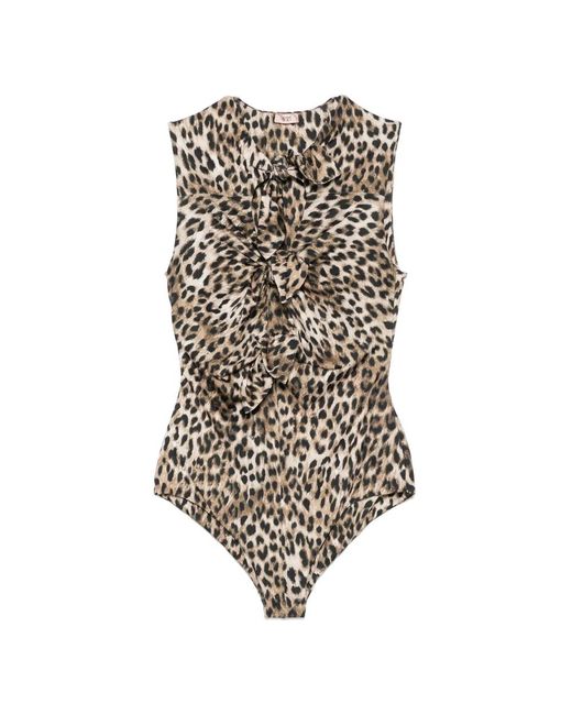 N°21 Badmode ,Bruin ,Damesbadpak Met Uitsnijding in het Brown
