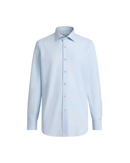 Kiton Overhemden ,Blauw ,Katoen Handgemaakt Katoenen Overhemd in het Blue voor heren