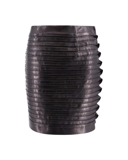 Versace Black Leather Skirts