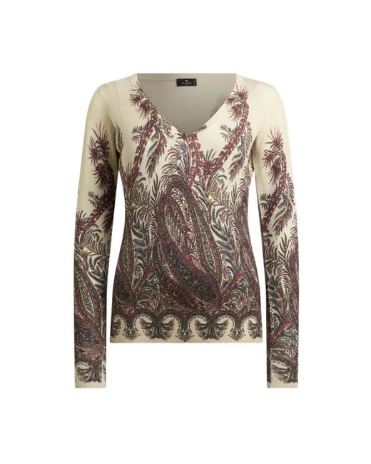 Etro Brown V-Neck Knitwear