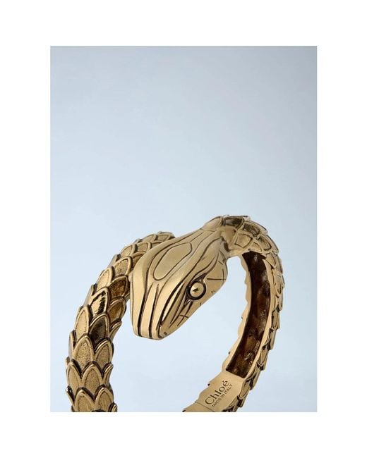 Chloé Vintage Slang Motief Messing Armband in het Natural