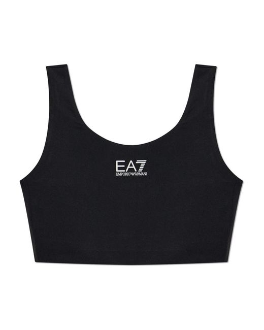 EA7 Fitness ,Zwart ,Tweed Korte Trainings Top in het Black