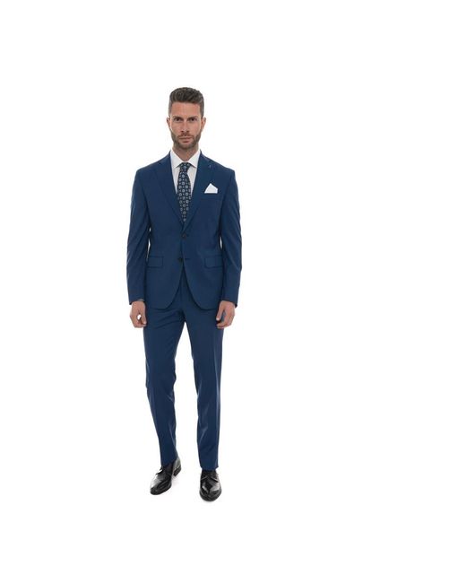 Paoloni Blue Single Breasted Suits for men