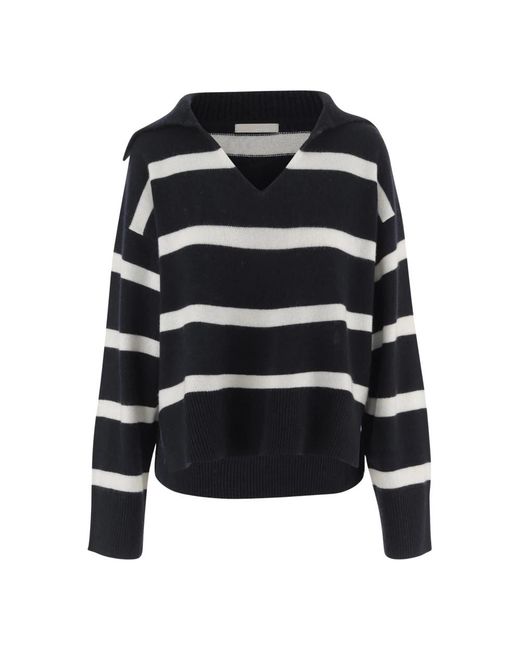 Allude Black Kaschmir Pullover Mit Streifen