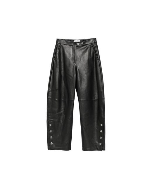 Sportmax Gray Leather Trousers