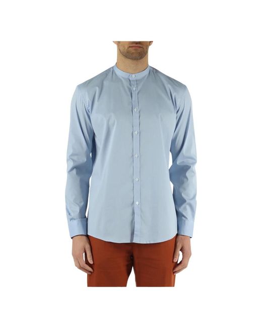 Homme couture: camicia in cotone stretch con colletto alla coreana di Daniele Alessandrini in Blue da Uomo