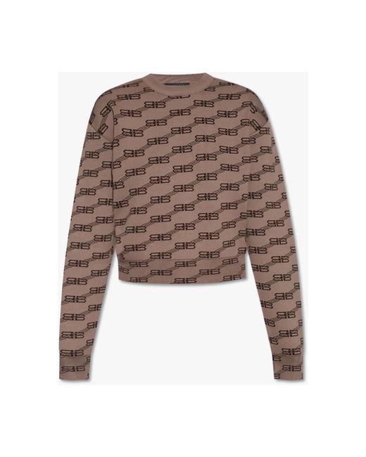 Balenciaga Brown Round-Neck Knitwear