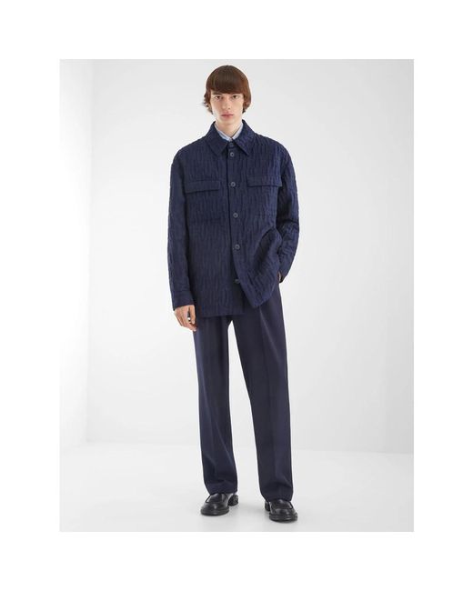 Fendi Blue Single-Breasted Coats for men