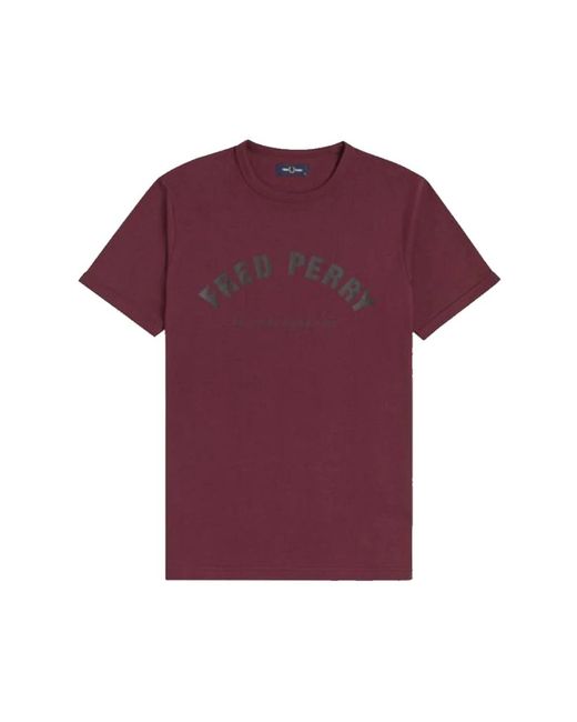 Fred Perry Tops ,Rood ,Katoen Arch Branded T-Shirt in het Purple voor heren