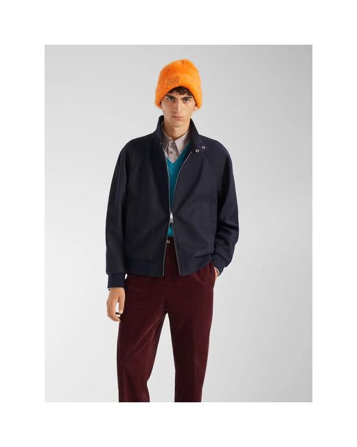 Fendi Blue Bomber Jackets for men
