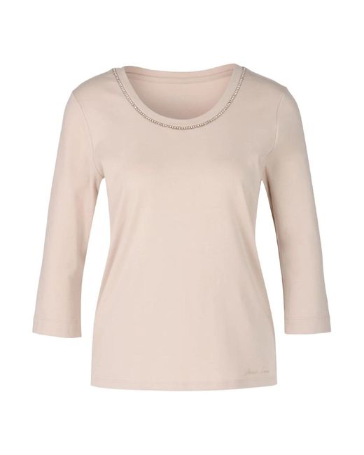 Marc Cain Pink Beiges T-Shirt Mit J15-Design