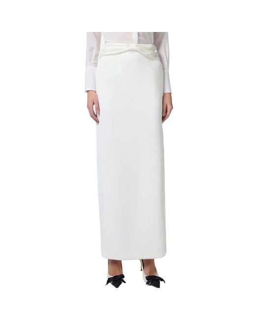 Elisabetta Franchi White Leichter crêpe-rock mit schleifen-gürtel