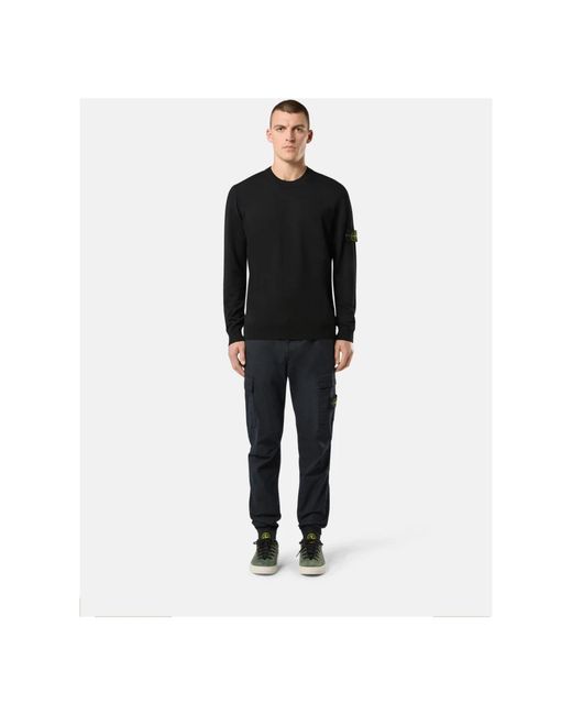Stone Island Black Round-Neck Knitwear for men