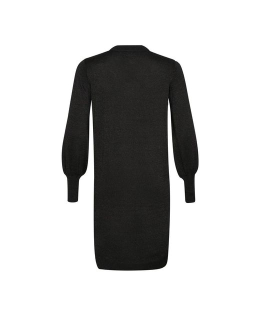 Kaffe Kleedjes ,Zwart ,Nylon Zwarte Metallic Gebreide Jurk Met Pofmouwen in het Black