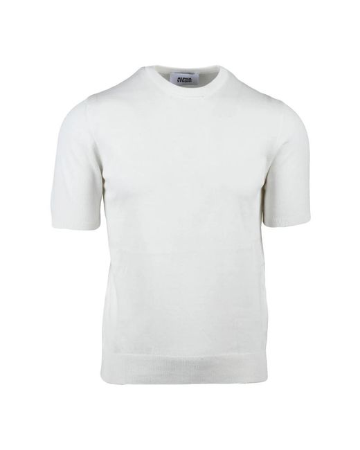 Alpha Studio White Round-Neck Knitwear for men