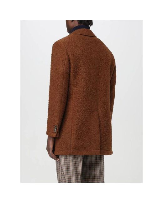 Manuel Ritz Blauer Texturierter Wollmantel in Brown für Herren