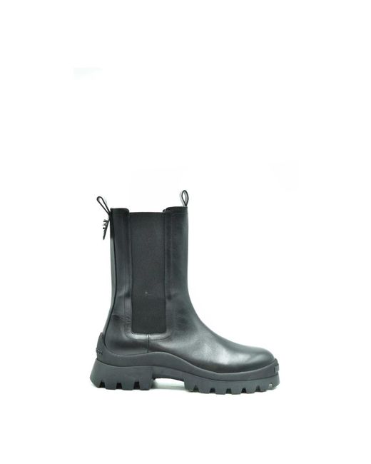DSquared² Blue Schwarze Leder Slip-On Runde Zehen Stiefel