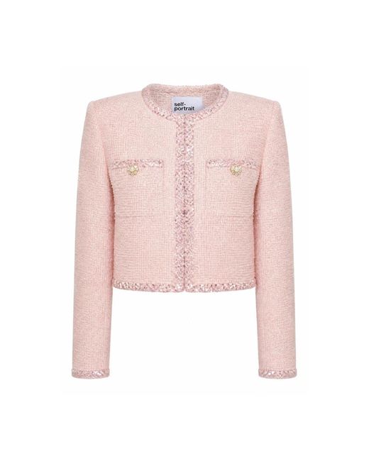 Tweed Jackets Self-Portrait de color Pink