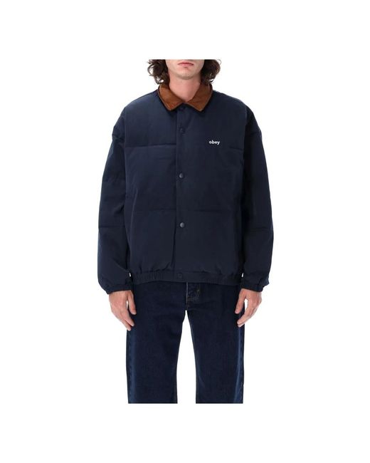 Obey Jassen ,Blauw ,Donkerblauwe Whispers Pufferjas in het Blue voor heren