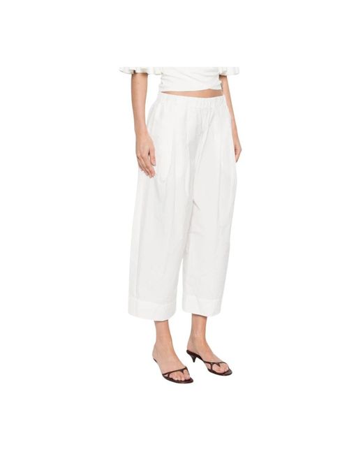 Apuntob White Cropped Trousers