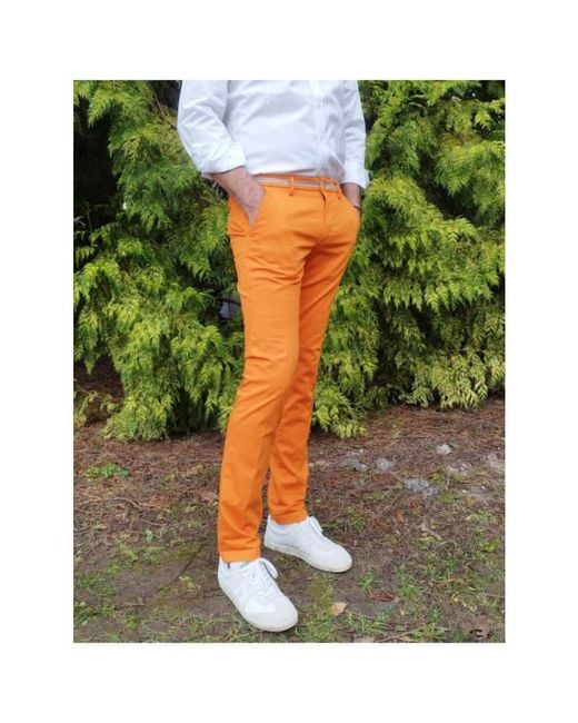 Mason's Broeken ,Oranje ,Katoen Slim Torino University Broek in het Orange voor heren